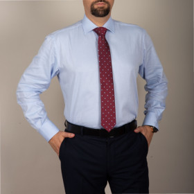 Camasa bleu slim office barbati din poplin EASY IRON - Luxury Slim Fit